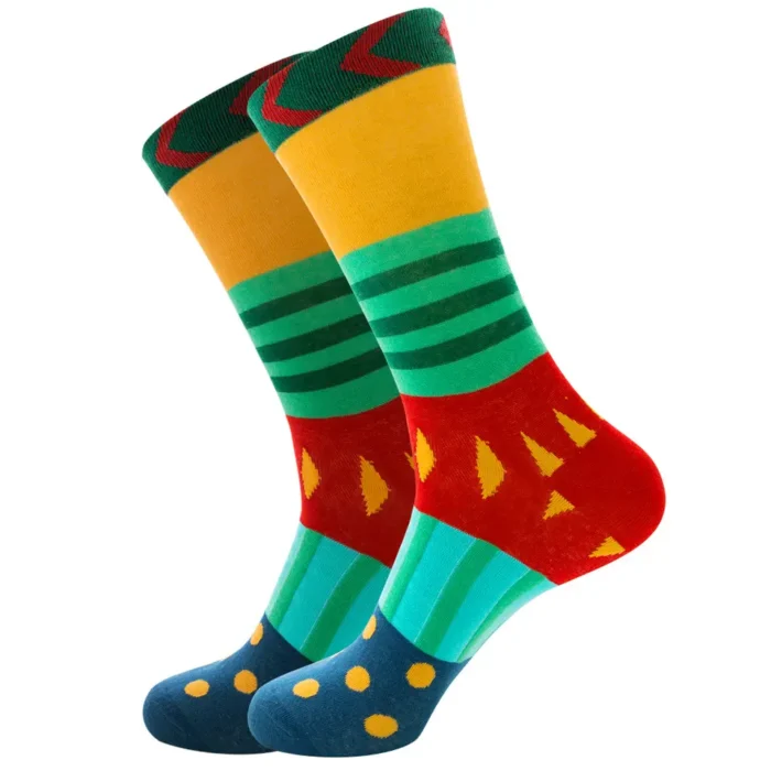 Abstract Colorful Elements Stripe Sock