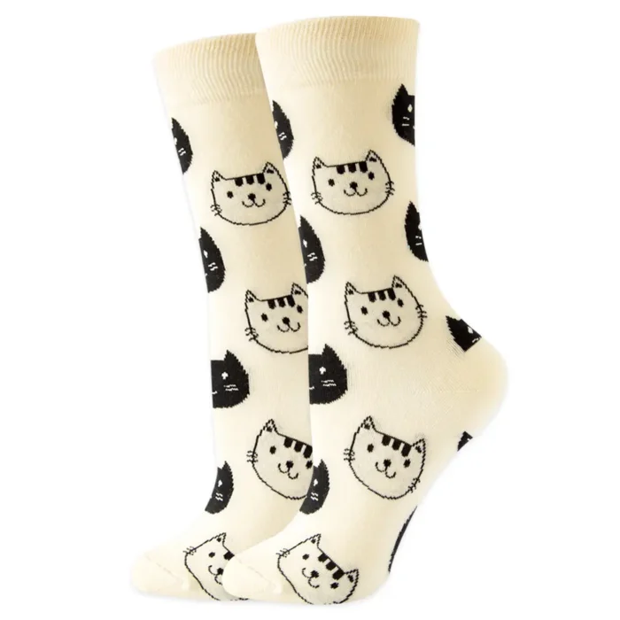 Black and White Cat Colorful Socks