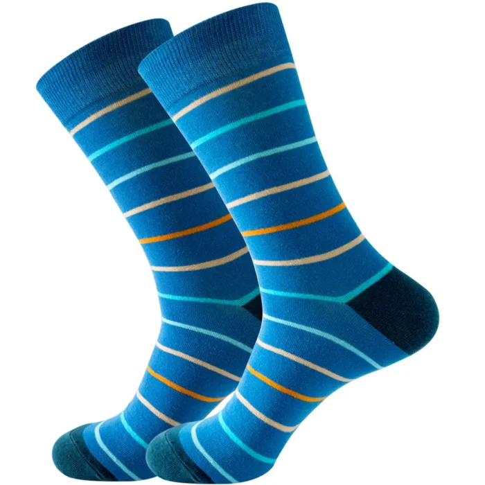 Blue Colorful Socks With Stripes