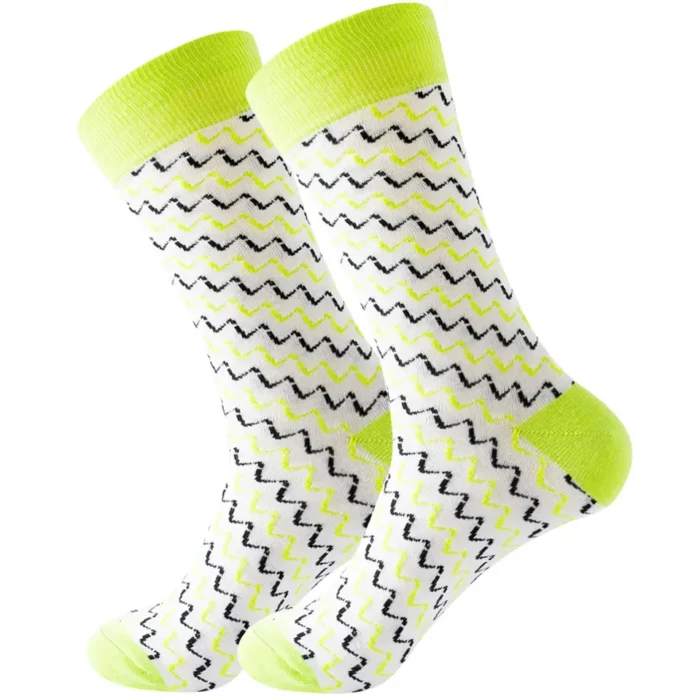 Bright Green Waves Color Socks