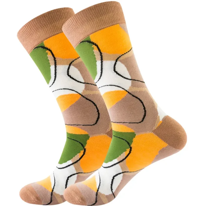 Brown Patterned Colorful Socks