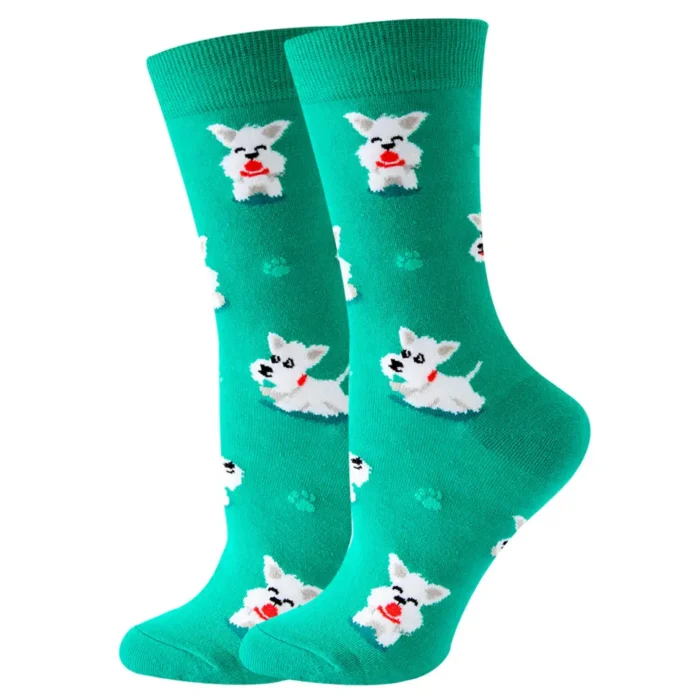 Colorful Socks With Cute White Dogs