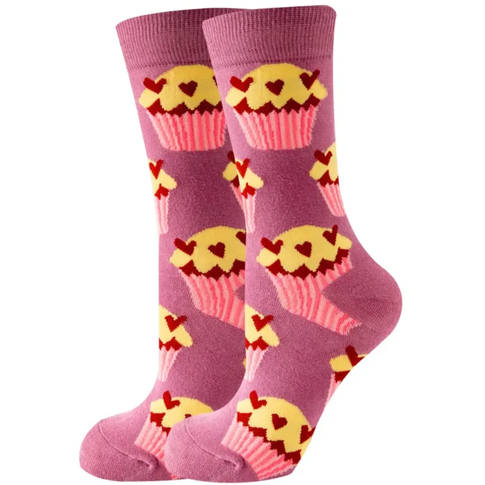 Cupcakes with Hearts Colorful Socks