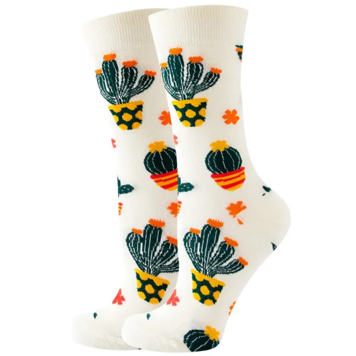 Flowering Cactus Colorful Socks