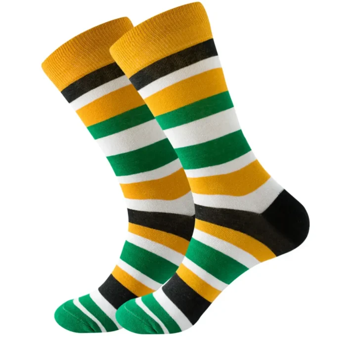 Green-yellow Striped Colorful Sock