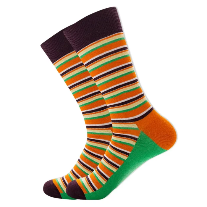 Orange Stripe Crew Colorful Socks