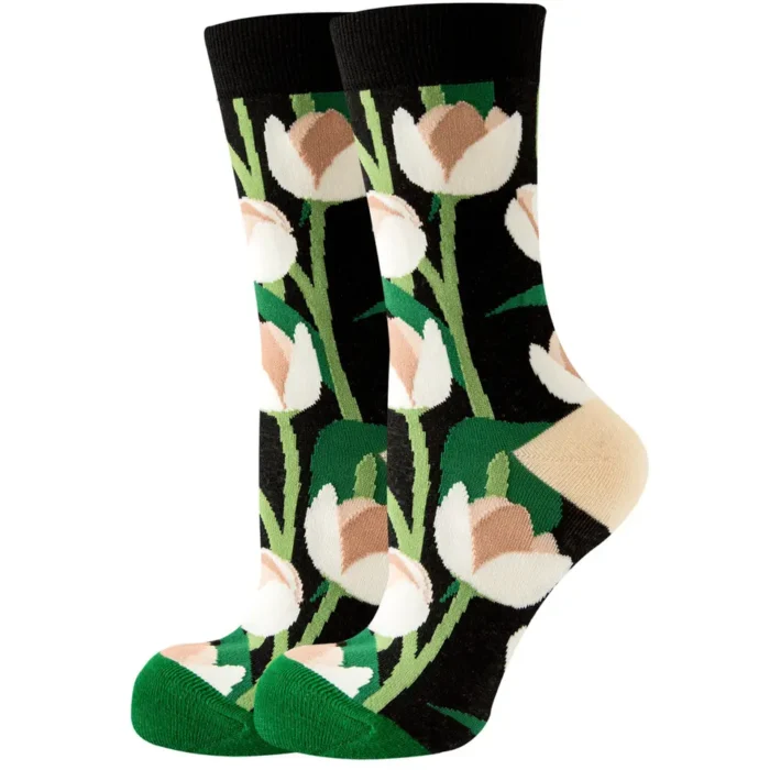 White Flower Colorful Socks