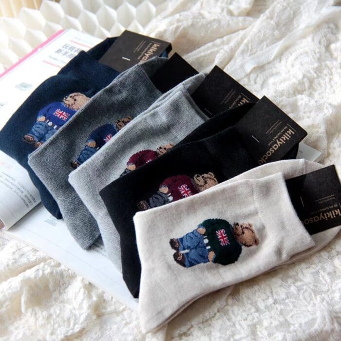 Breathable Cotton Bear-Print Socks