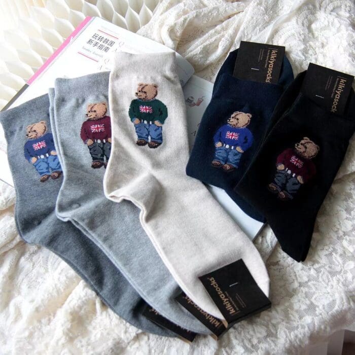 Breathable Cotton Bear-Print Socks