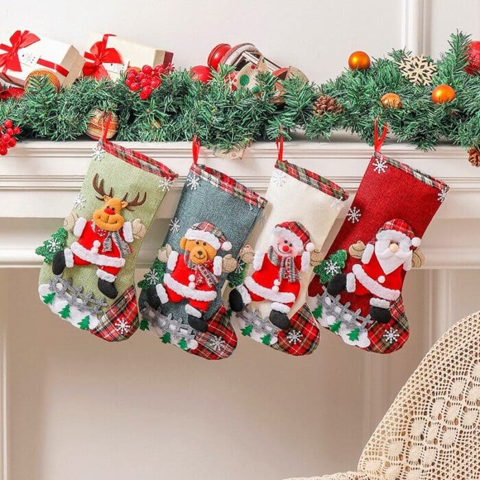 Large Santa & Snowman Christmas Candy Stocking