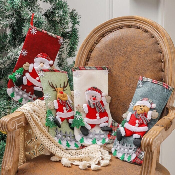 Large Santa & Snowman Christmas Candy Stocking