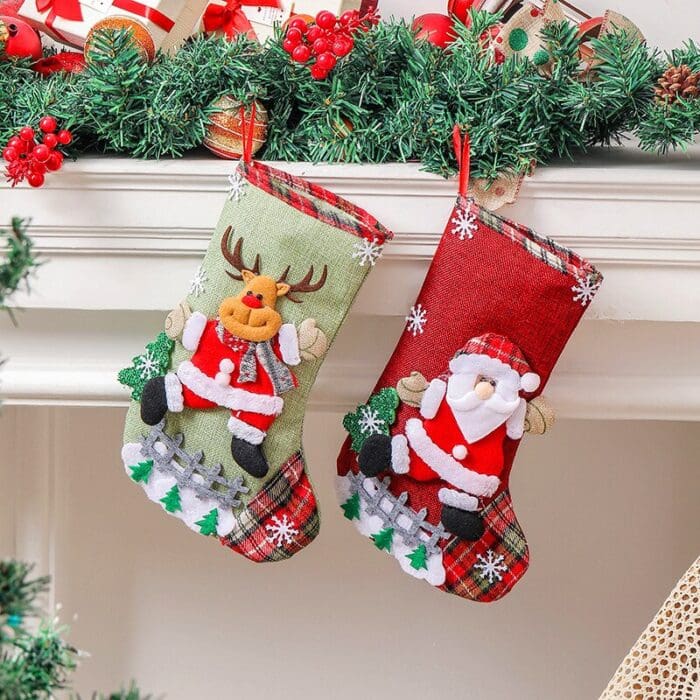 Large Santa & Snowman Christmas Candy Stocking