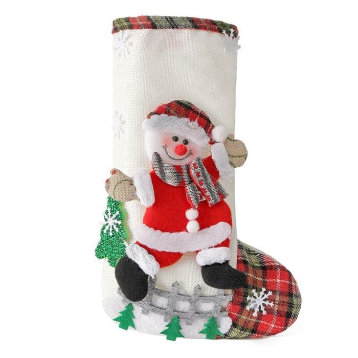 Large Santa &amp; Snowman Christmas Candy Stocking - Snowman style