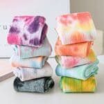 Tie-Dye Breathable Mid-Calf Yoga Socks