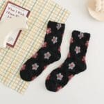 Korean Medium Socks with Plaid Jacquard Design