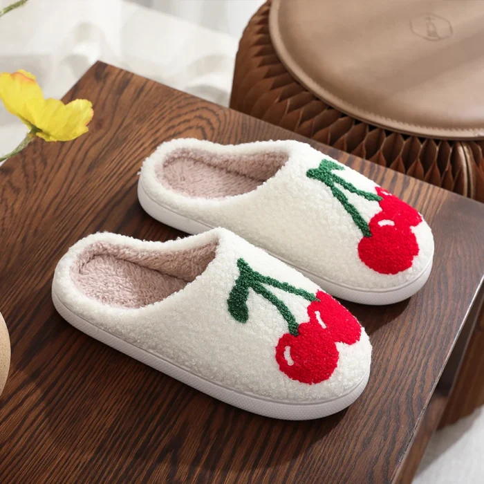 Adorable Cherry & Strawberry Plush Slippers