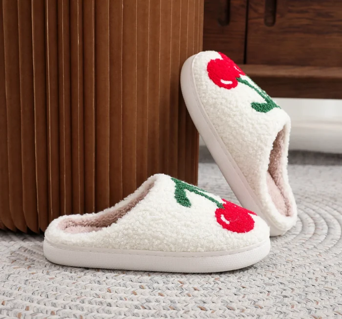 Adorable Cherry & Strawberry Plush Slippers