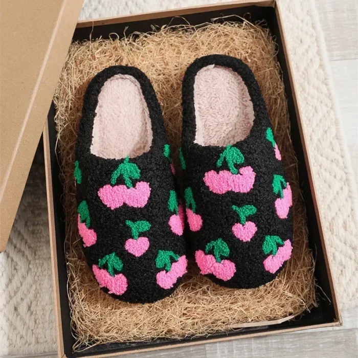 Adorable Cherry & Strawberry Plush Slippers