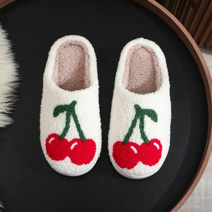 Adorable Cherry & Strawberry Plush Slippers