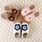 Adorable Floral Home Footwear Plush Slippers