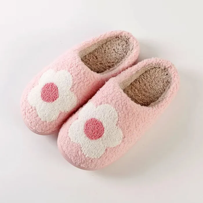 Adorable Floral Home Footwear Plush Slippers