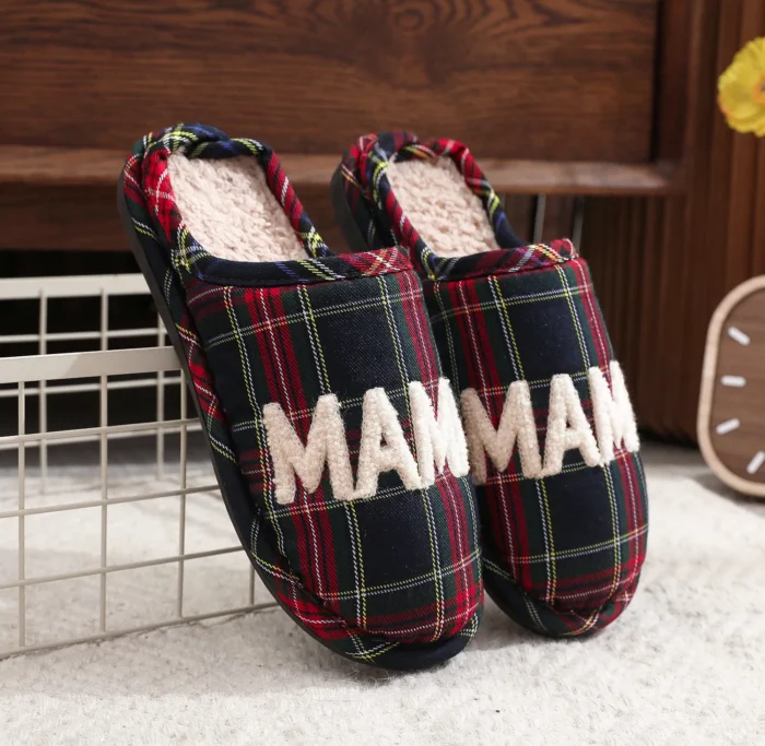 Cozy Mama Scottish Plaid Wool Slippers for Women