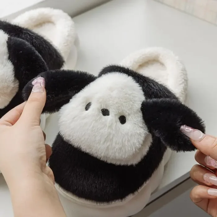 Cute Animal Winter Warm Slippers | Cartoon Milk Dog House Couple Shoes