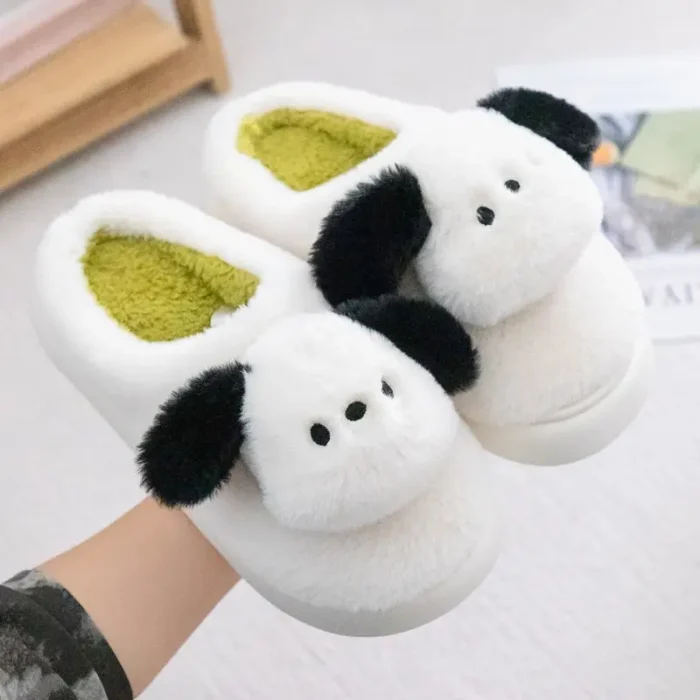 Cute Animal Winter Warm Slippers | Cartoon Milk Dog House Couple Shoes