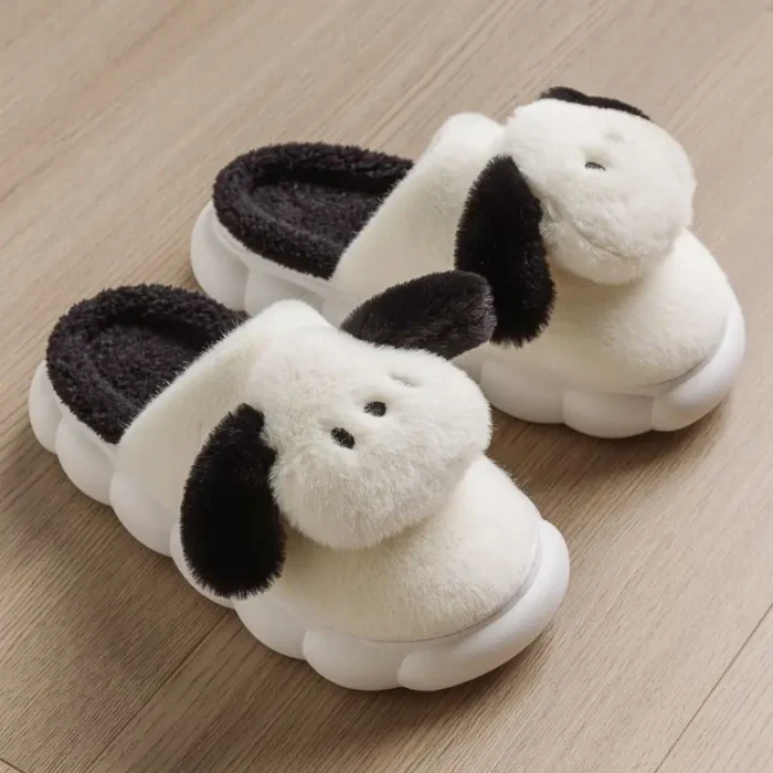 Cute Animal Winter Warm Slippers | Cartoon Milk Dog House Couple Shoes