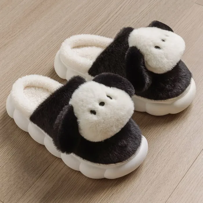 Cute Animal Winter Warm Slippers | Cartoon Milk Dog House Couple Shoes