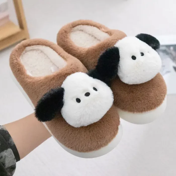 Cute Animal Winter Warm Slippers | Cartoon Milk Dog House Couple Shoes