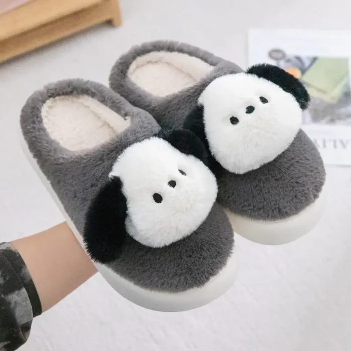 Cute Animal Winter Warm Slippers | Cartoon Milk Dog House Couple Shoes