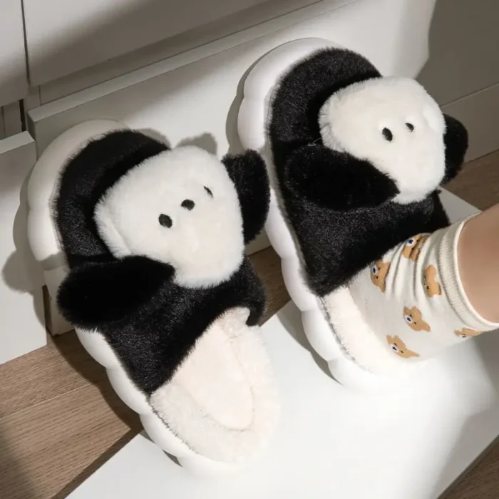 Cute Animal Winter Warm Slippers | Cartoon Milk Dog House Couple Shoes