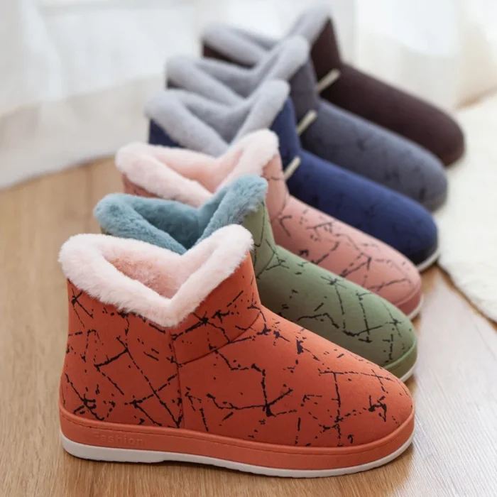 Female Winter Unisex Plus Size Casual Plush House Shoes