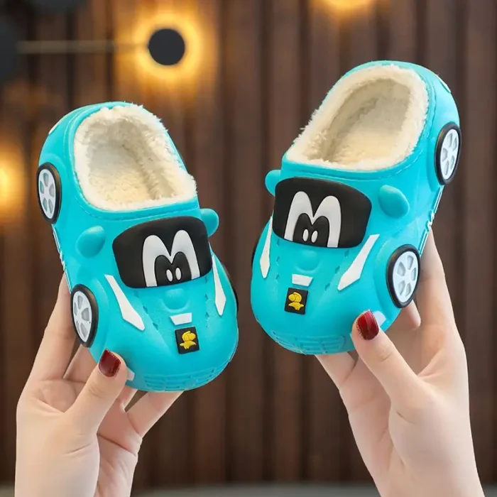 Flat Cartoon Warm Non-Slip Baby Home Slippers