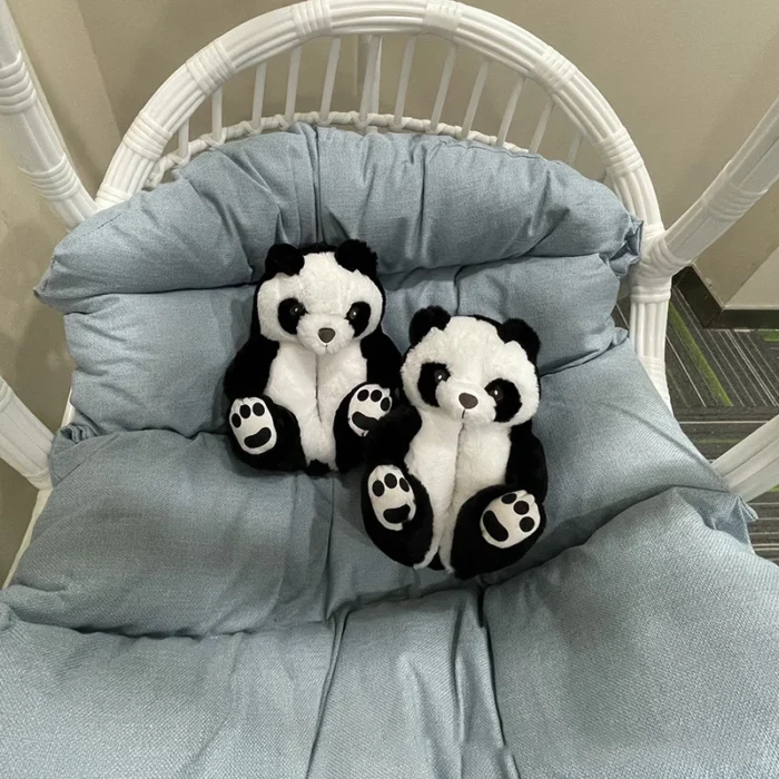 Furry Panda Slippers Kawaii Non-Slip Warm Home Shoes