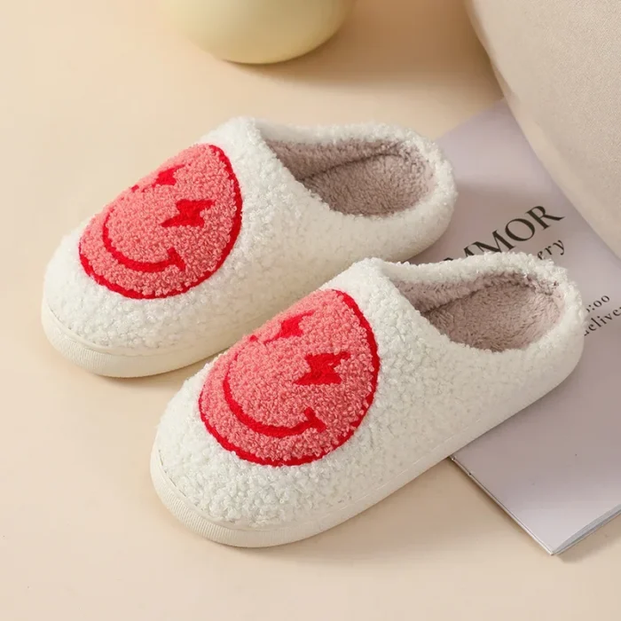Heart & Smile Face Slippers Warm, Fluffy & Cozy Home Footwear