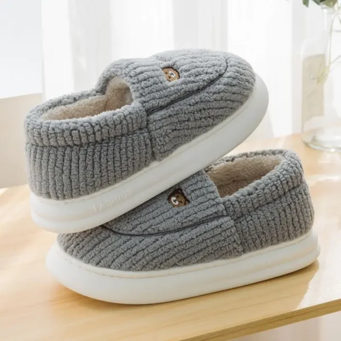 Indoor Warm Plush Footwear | Couple Bear Home Shoes