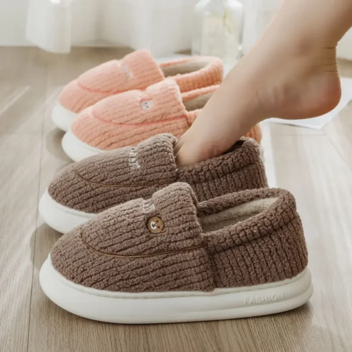 Indoor Warm Plush Footwear | Couple Bear Home Shoes