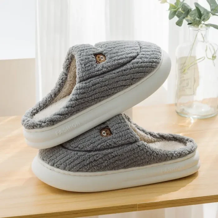 Indoor Warm Plush Footwear | Couple Bear Home Shoes