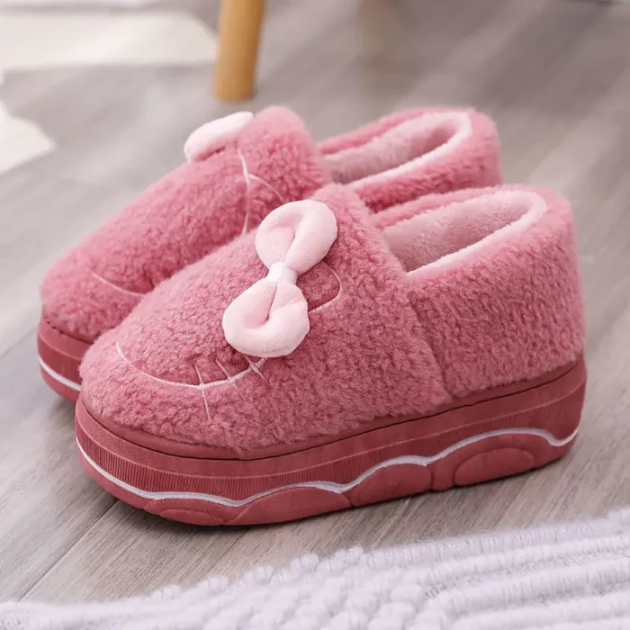 Lady Platform House Furry Shoes | Female Fur Cotton Slides