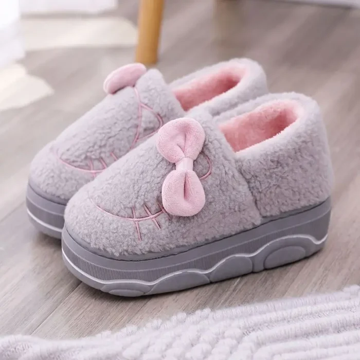 Lady Platform House Furry Shoes | Female Fur Cotton Slides