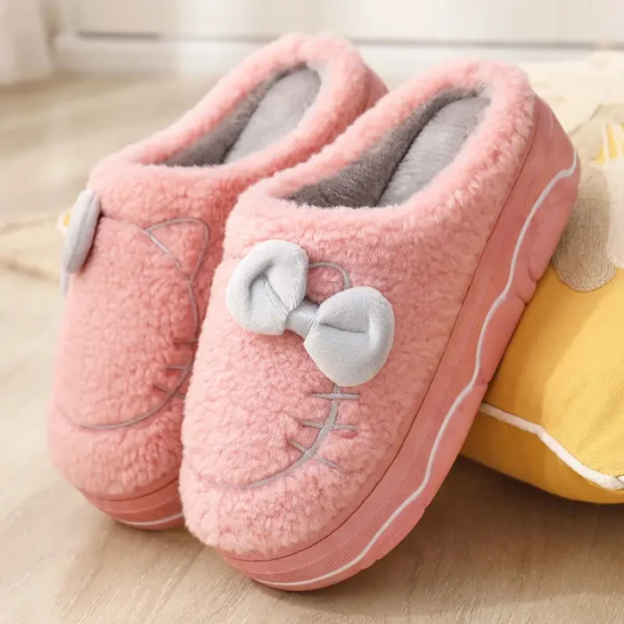 Lady Platform House Furry Shoes | Female Fur Cotton Slides