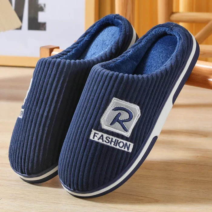 Male Indoor Slippers Furry Slides for Winter
