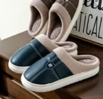 PU Leather Slippers | Plush House Winter Shoes
