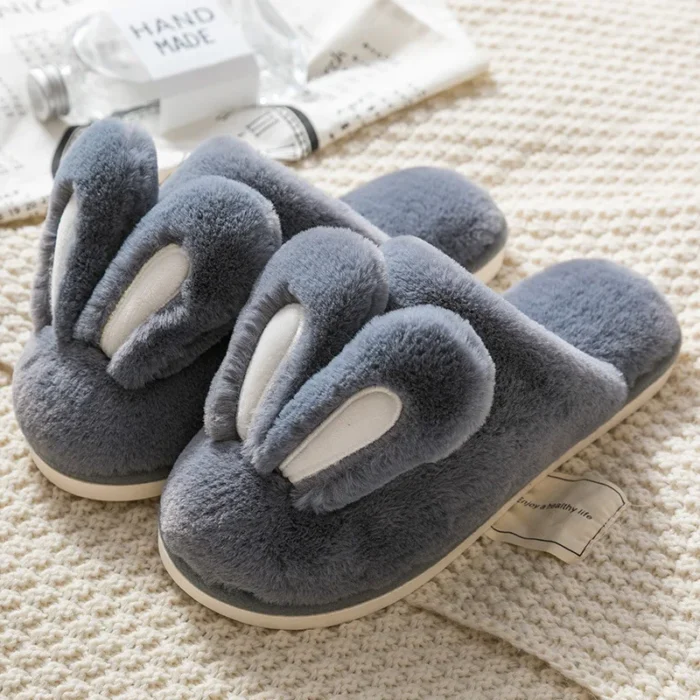 Rabbit Ear Home Indoor Couple Slippers | Winter Warm Plush Shoes