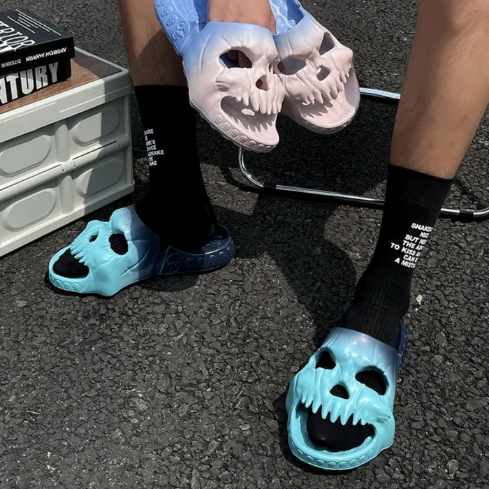 Skull Design Gothic Outdoor Slippers | Anti-Slip Summer Sandals