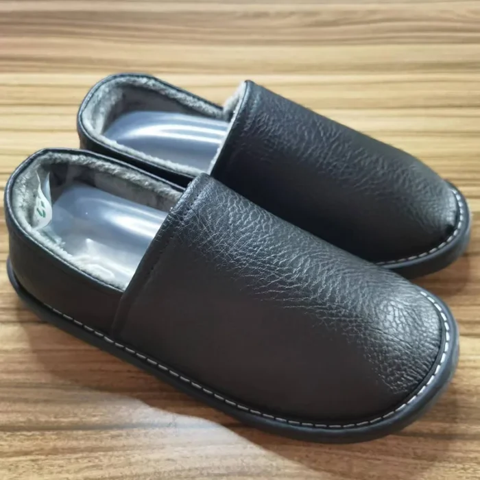 Warm Plush Indoor Slippers Unisex | Plus Size Leather Furry Slides
