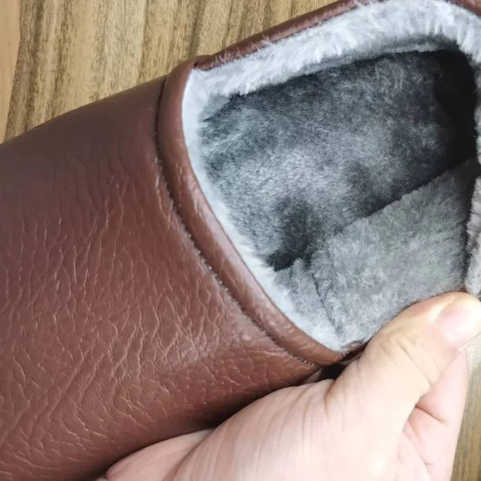 Warm Plush Indoor Slippers Unisex | Plus Size Leather Furry Slides