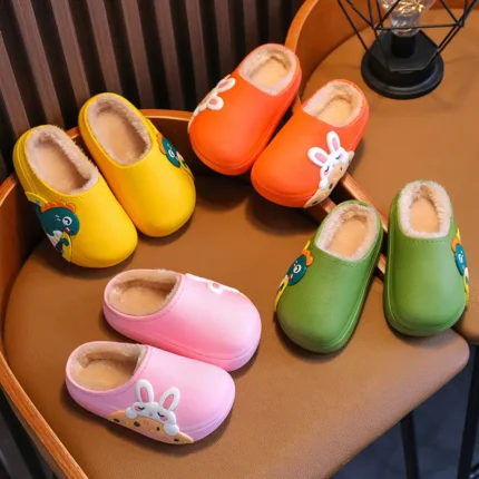 Waterproof Plush Cotton Indoor Slippers for Children